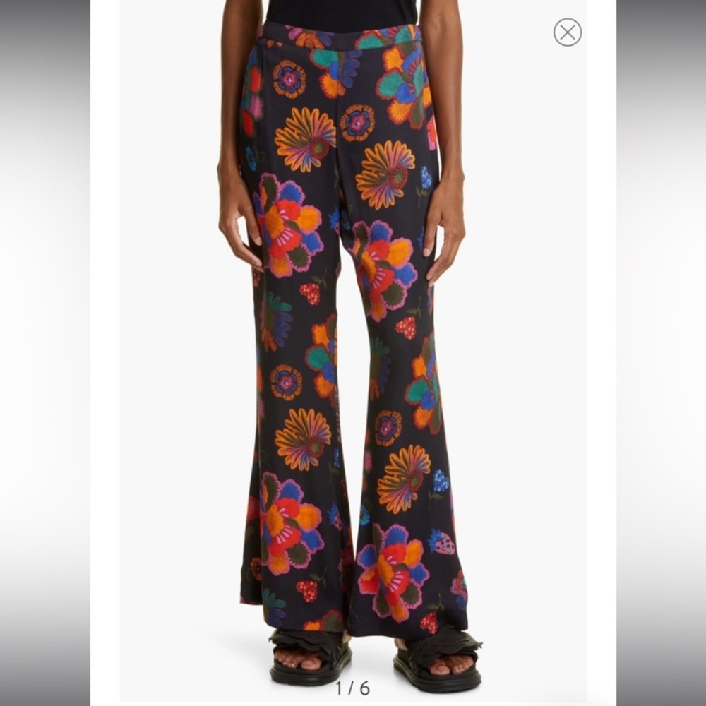 Farm Rio Lilys Garden Flare Pants Floral Size S